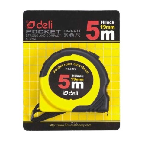 Deli 8206 Steel Measuring Tape 5m - Yellow (pc)